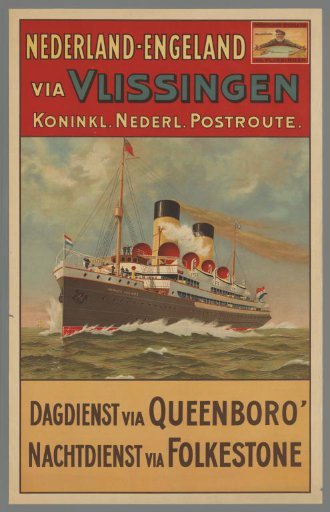 Netherlands-England via Vlissingen. Royal Dutch Post Route. Day service via Queenboro. Night service via Folkestone