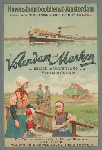 Steamboat service Amsterdam to Volendam and Marken via Broek in Waterland and Monnickendam