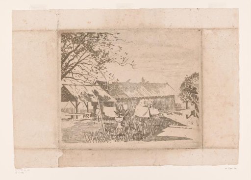 Outbuilding with Drying Laundry on the Gambar Plantation in Java