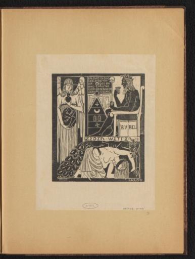 Blindfolded woman and monster