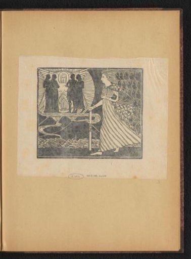 Walking woman and winged figure