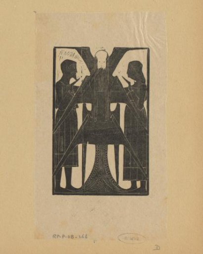 Man and Woman on Either Side of a Winged Figure