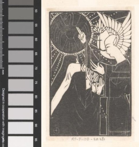 Three Kneeling Figures before a Winged Man