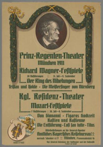 Prinz-Regenten-Theater, Munich 1911. Richard Wagner Festival. 31 July - 9 September. Royal Residence Theatre Mozart Festival