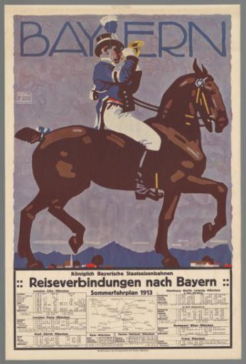 Royal Bavarian State Railways. Travel connections to Bavaria. Summer timetable 1913