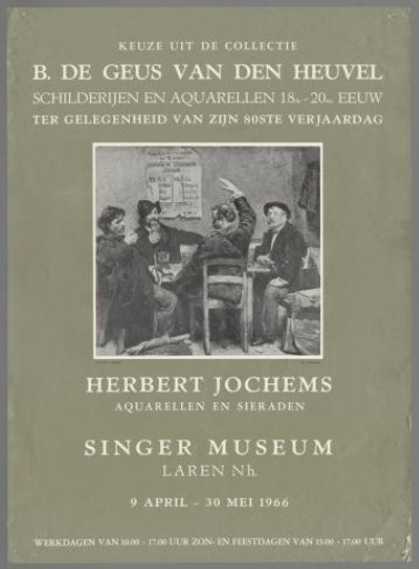 Selection from the Collection of B. de Geus van den Heuvel, paintings and watercolours 18th-20th century. Herbert Jochems, watercolours and jewellery