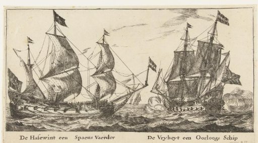 Naval battle with a sinking ship
