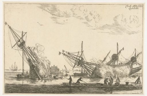 Caulking the hulls of three fluyts