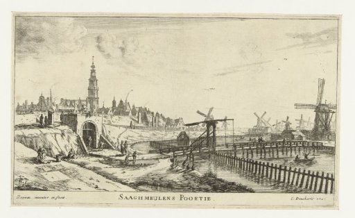 View of the Zaagmolenpoort in Amsterdam