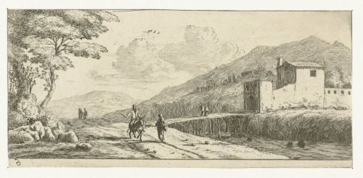 Landscape with a man on a donkey