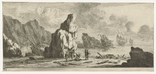 Seascape with ships in distress