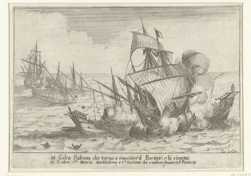 The conclusion of the battle between galleys of Cosimo II de' Medici and a Turkish bertone and a petache