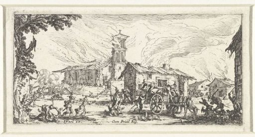 Soldiers plunder a village
