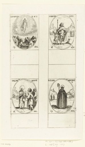 Assumption of Mary (Mary's Assumption into Heaven), Saint Roch of Montpellier, the Veil of Edessa, Saint Clare of Montefalco (15-17 August)