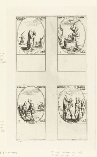 Saint Denis of Paris, Saint Eleutherius and Saint Rusticus, Saint Abraham, Saint Gereon of Cologne and companions, Saint Probus and Saint Andronicus (9-11 October)