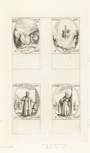 Mary and Joseph waiting for the birth of the Christ Child, Saint Nemesius of Alexandria, Saint Philogonius of Antioch, Saint Thomas (18-21 December)