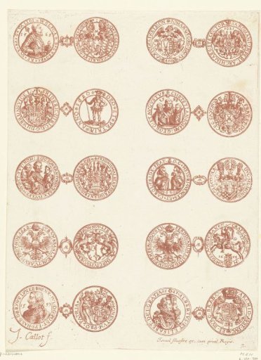 Ten European coins