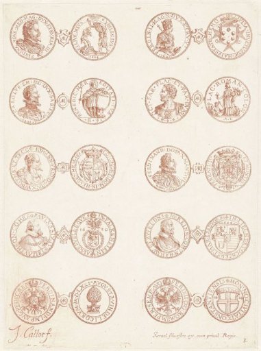 Ten European coins