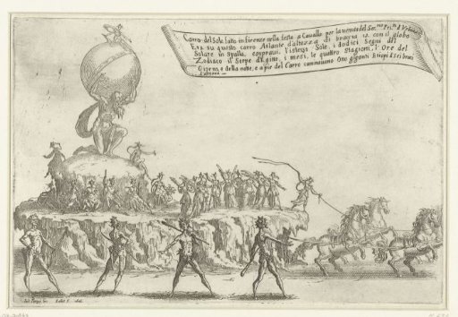 Festival in Florence: pageant wagon of Atlas and the Sun