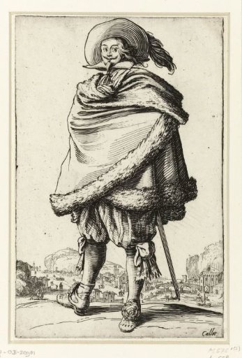 Gentleman with plumed hat, seen from the front