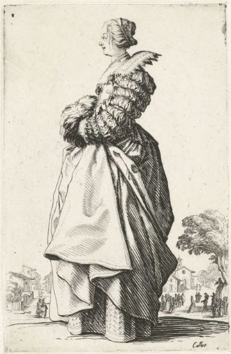Lady with cap and muff, seen from the left