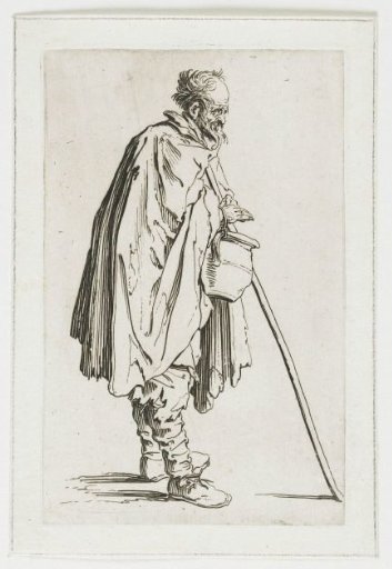 Beggar with a jug and a staff