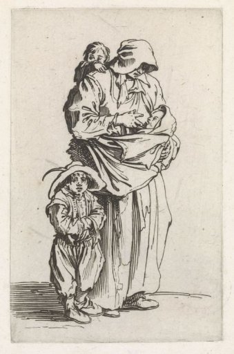 Female beggar with three children