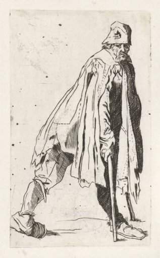 Beggar with a staff, seen from the right
