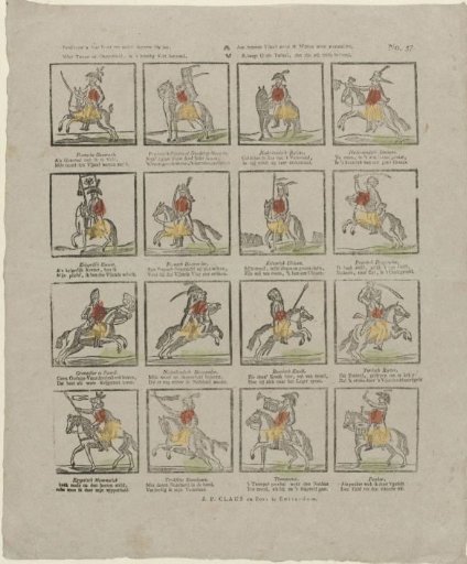 Contemplate in this print a number of brave heroes, / Whose loyalty and courage, shown in the bloody field, / Sometimes boldly presented laws to their enemy; / If this picture pleases you, then we are already rewarded.