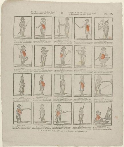This print shows you, dear youth! / A number of heroes, who with joy / And heroic courage, give their lives, / Their money and their country's honor