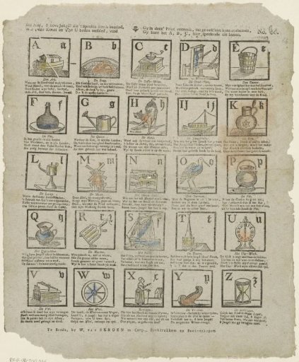 Behold here, O dear youth! who have always loved play, / What our art and diligence offer today, find / In this print pleasure that you cannot do without, / You can learn the A, B, C here while playing
