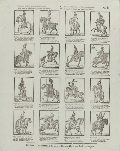 Behold in this print a number of brave heroes, whose loyalty and courage, shown on the bloody field, sometimes boldly imposed laws upon their enemy; if this scene pleases you, we are already rewarded