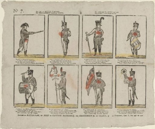 Here you are shown eight / Who accompany the Dutch army / We shall, as your favor rewards us / Present others before your eyes