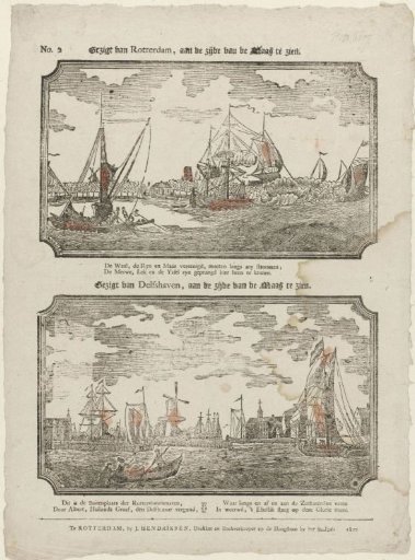 View of Rotterdam, seen from the side of the Maas / View of Delfshaven, seen from the side of the Maas