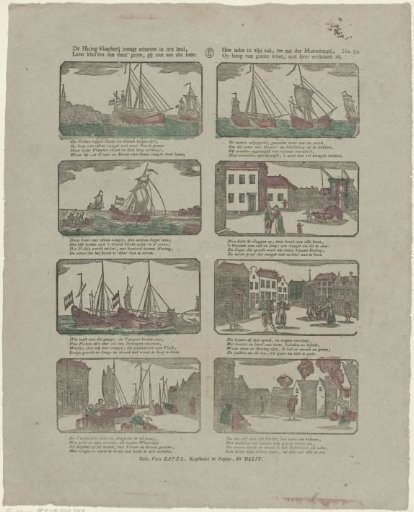 The herring fishery brings treasures into our land, / Read this print, children, you see on every side: / How everyone in his trade, for the benefit of society, / With hope of great profit, works diligently