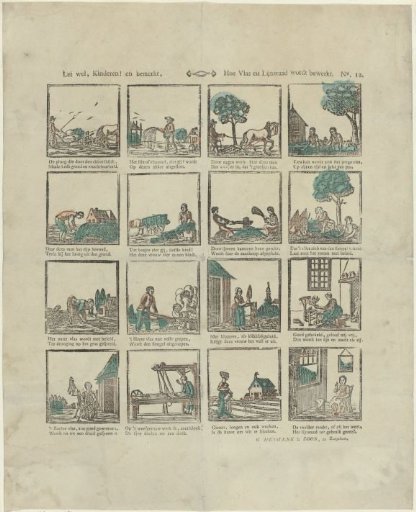 Take heed, children! and observe / How flax and linen are processed
