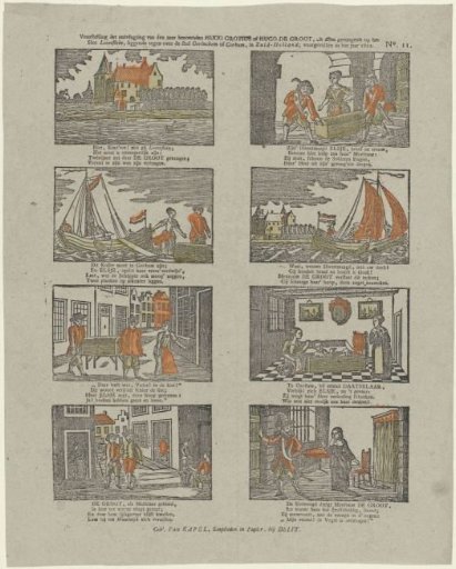 Depiction of the escape of the very famous Hugo Grotius or Hugo de Groot (...)