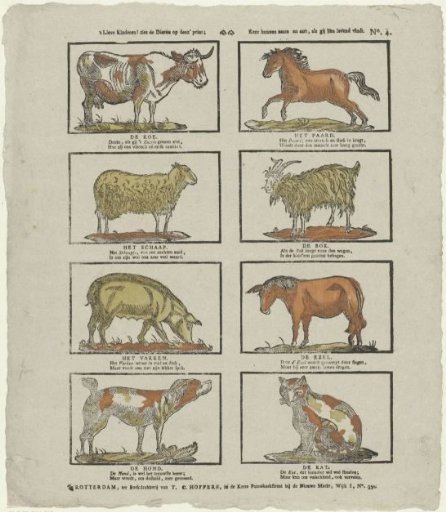 O dear children! see the animals on this print; / Know their name and nature, if you find them alive
