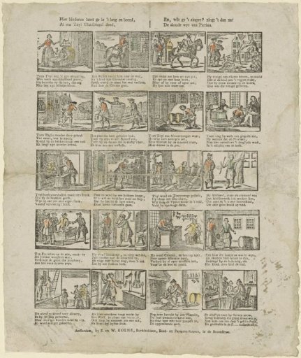 Here children you read in length and breadth, / All that Thyl Ulenspiegel did, / And, do you want to sing it? then sing it after: / The ancient tune of Pierlala