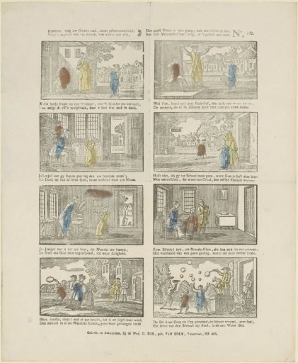 Children, follow your parents' advice, show obedience, / Flee the beginning of evil, always learn with diligence, / Then father will gladly give you a play hour, / Then mother's care will not be at all sour