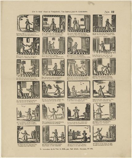 See in this print the merriment of Saartje Jansz, the kitchen maid
