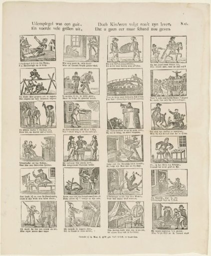 Tillenspiegel was a rogue, / And performed many whims, / But children, never follow his life, / Which would bring you no honor but shame
