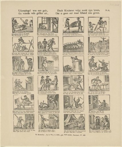 Tillenspiegel was a rogue, / And performed many whims, / But children, never follow his life, / Which would bring you no honor but shame