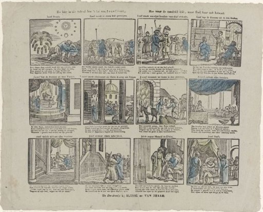 Behold in this scene how the fate of Joseph is shown, / How sometimes innocence suffers, but God also reveals it