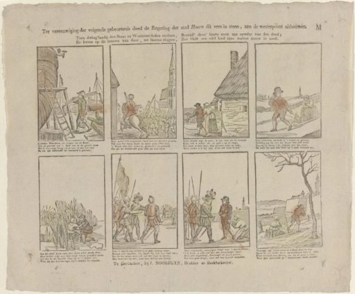 To perpetuate the following event, the government of the city of Hoorn had this verse carved in stone on the western gate (...)