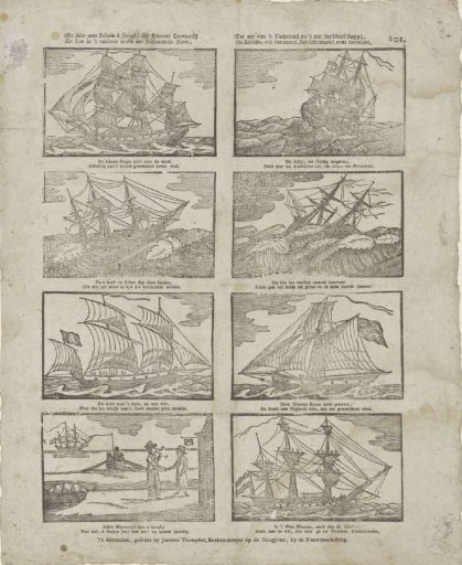 Behold a sketch of the youth of the noble sea voyage / And how in the restless wind the heaving waves / To the honor of the fatherland and the benefit of society / The sailors, full of courage, sail the foaming salt