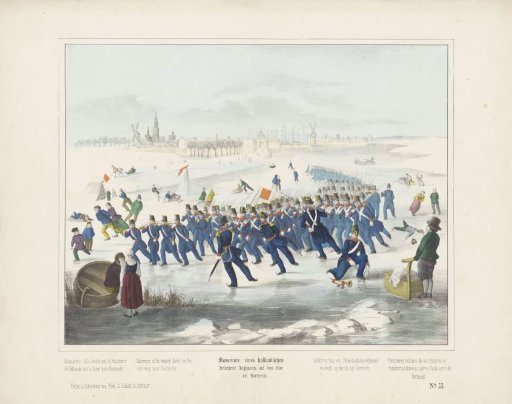 Exercise of a Dutch regiment on the ice near Dordrecht