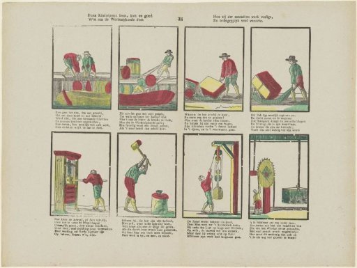 This children's print teaches, briefly and well / What benefit engineering brings / How it lightens human labor / And accomplishes incomprehensibly much