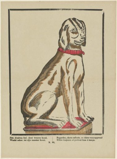 Behold, dear children, this faithful dog, / Wait surely, until his master comes / Regardez, chers enfants, ce chien vous apprend / D'être toujours et partout bien à temps