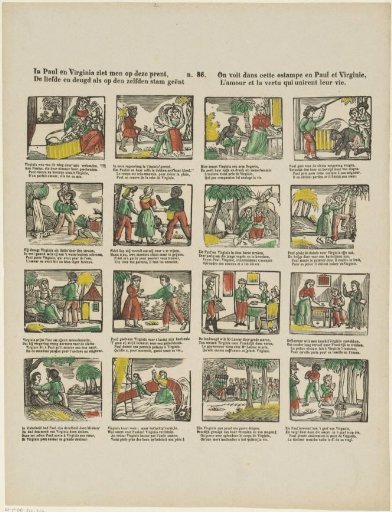 In Paul and Virginia one sees on this print, / Love and virtue grafted on the same stock / On voit dans cette estampe en Paul et Virginie, / L'amour et la vertu qui unirent leur vie